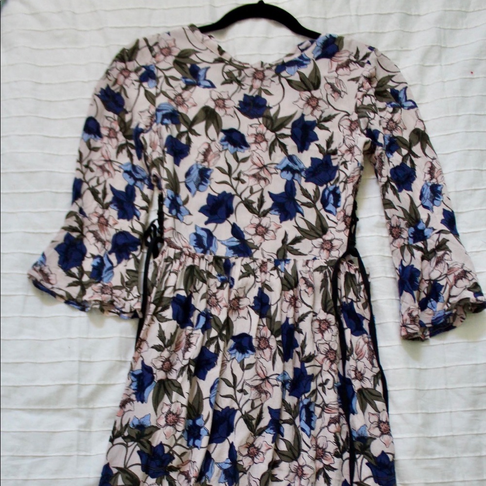 Topshop Floral Print Tie-Side Midi Dress